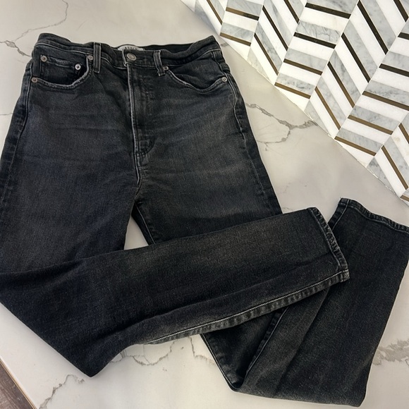 AGOLDE Black Distressed Pinch Waist Skinny High Rise Stretch Jeans size 27 - Picture 5 of 12